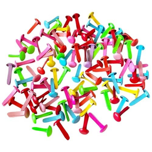 FuzlPnag 50 Stück Musterbeutelklammern Musterklammern,Mini Runde Brads,Musterklammern Metall Bunte Brads,Leicht und Wiederverwendbar,Für Schule,Büro,Scrapbooking,Briefklammern,Basteln,DIY(Farbig) von FuzlPnag