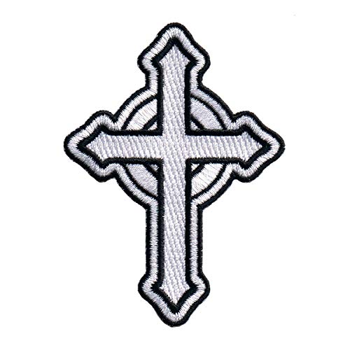 White Catholic Cross Patch Religious Roman Irish Christian Icon Iron-on Applique by Cool-Patches von Fuzzy Dude