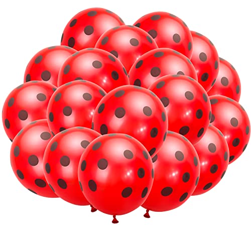 Fvomye 20 Stück 30,5 cm Marienkäfer Luftballons Rot Schwarz Polka Dots Party Luftballons für Hochzeit Marienkäfer Thema Babyparty Geburtstag Party Dekorationen von Fvomye