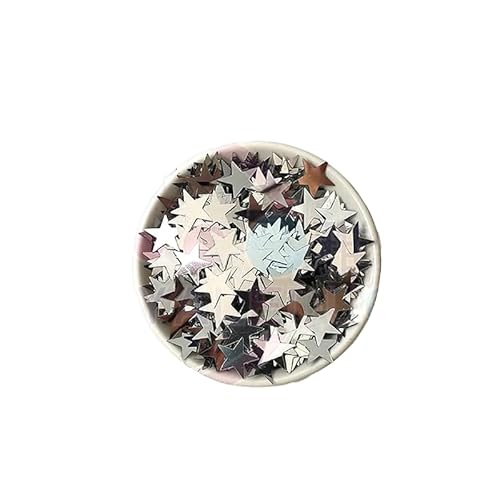20 g Konfetti, silberfarbene Glitzerstern-Tischkonfetti, Metallic-Foliensterne zum Nähen von Kleidern, Bühnendekorationen von Fxionicon