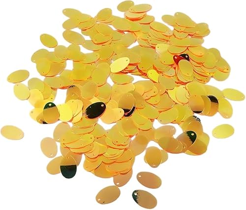Flache ovale goldene Pailletten, 20 g, 12 x 19 mm, glänzende Kunststoff-Pailletten für Bastelarbeiten, Scrapbooking, Nähdekorationen (ca. 260 Stück) von Fxionicon