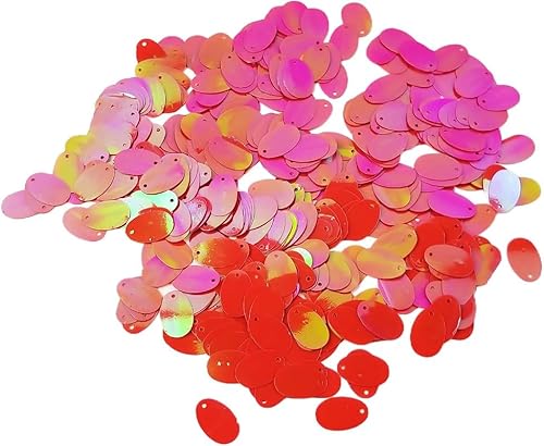 Flache ovale rote Pailletten, 20 g, 12 x 19 mm, glänzende Kunststoff-Pailletten für Bastelarbeiten, Scrapbooking, Nähdekorationen (ca. 260 Stück) von Fxionicon