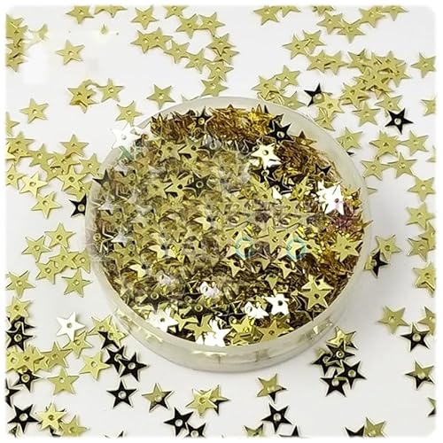 Lose Stern-Pailletten, 20 g, goldfarbener Glitzerstern, Tischkonfetti, Metallic-Foliensterne zum Nähen von Kleidern, Bühnendekorationen (ca. 4000 Stück) von Fxionicon
