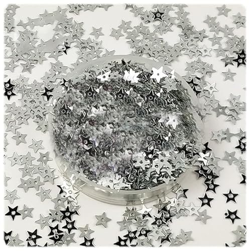 Lose Stern-Pailletten, 20 g, silberfarben, glitzernd, Stern-Konfetti, Metallfolie, Sterne zum Nähen von Kleidern, Bühnendekorationen (ca. 4000 Stück) von Fxionicon