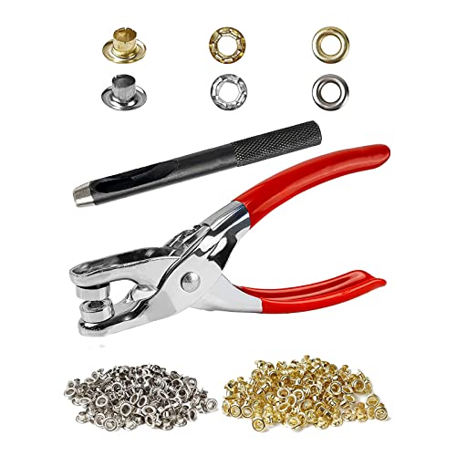 Fxndknjks Ösen-Werkzeugset, 1/4 Zoll, 500 Stück, Lochzange für Leder, Ösen-Set mit 500 Metallledern, goldfarben und silberfarben, Schuhe Fxndknjks Ösen-Werkzeugset, 1/4 Zoll, 500 Stück, Lochzange für Leder, Ösen-Set mit 500 Metallledern, goldfarben und silberfarben, Schuhe von Fxndknjks