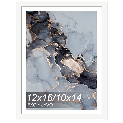 Fxojyvo 12x16 Frame White, Display Picture 10x14 with Mat or 12x16 Without Mat, Wall Hanging Large Picture Frame for Diamond Art Painting 30x40cm - 1 Pack von Fxojyvo