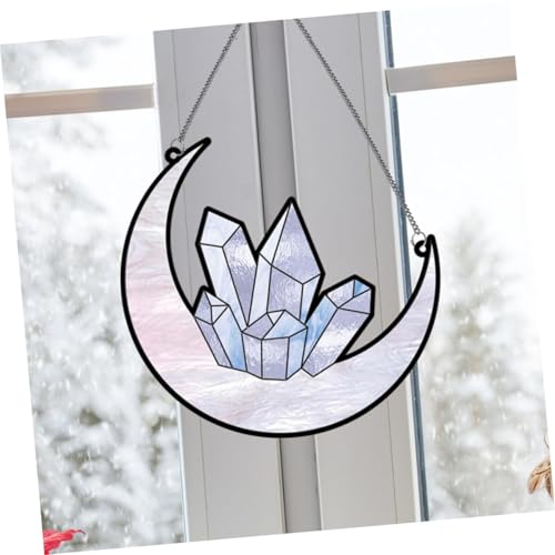 1 Set Bunte Schlenker Für Fenster Acryl Kristall Mond Hängen ​​ Wanddeko mit Text​​ (Light Blue, 17. 8x7x6. 7cm) von Fycakly