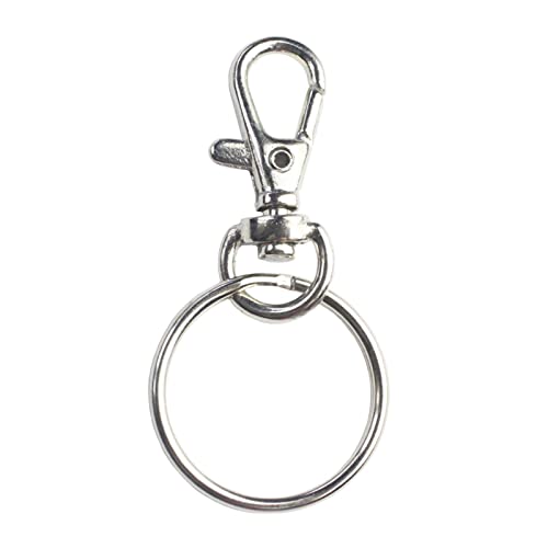 50 Stück 25 mm Blende Tasche Zubehör Schnalle Metall Schlüsselhaken mit 50 Schlüsselringen Schlüssel-Ornamente (Silver, One Size) von Fycakly