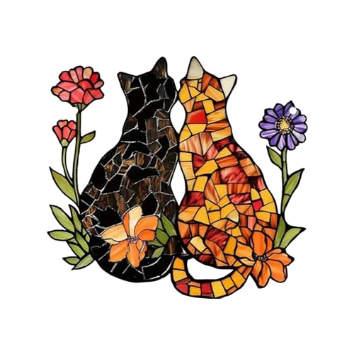 Acryl Garten Freundschaft Katze Fenster Anhänger Bunte Anhänger Wohnkultur ​​ Wandvase Metall​​ (Khaki, 15) von Fycakly