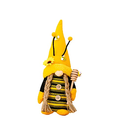 Frühlingsbienen-Ornament, Plüschzwerg, Puppe, Weltbienentag, Dekoration, gnomische Figur für rustikales Bauernhaus, Tischregal, abgestuftes Tablett, Dekoration ​​ Süße Plüschtier ( B, One Size) von Fycakly