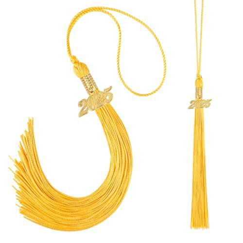 Fycakly Abschlussquaste für Party Dekorative Doktorandenkappe Ornament Abschlusskappe Zubehör Polyestermaterial 40 cm Länge für Feiern Kristalle Zum AufhäNgen (Gold, One Size) von Fycakly