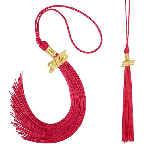 Fycakly Abschlussquaste für Party Dekorative Doktorandenkappe Ornament Abschlusskappe Zubehör Polyestermaterial 40 cm Länge für Feiern Kristalle Zum AufhäNgen (Red, One Size) von Fycakly