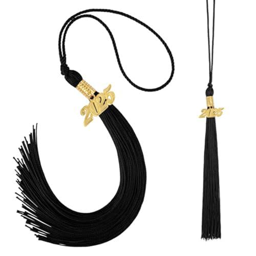 Fycakly Abschlussquaste für Party Dekorative Doktorandenkappe Ornament Abschlusskappe Zubehör Polyestermaterial 40 cm Länge für Feiern ​​ Wandspiegel Dekorativ​​ (Black, One Size) von Fycakly
