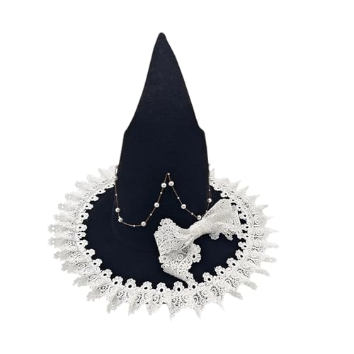 Fycakly Accessoires Hexenhut für Halloween-Partydekorationen, Kostümzubehör, Hexerei-Themenveranstaltungen, Cosplay und Foto-Requisiten (C, 46x40cm) von Fycakly