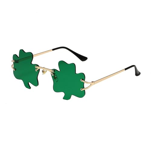 Fycakly Accessoires St. Patrick's Day Irische Brille Grüne Sonnenbrille Vierblättrige Sonnenbrille (C, 15x14x5cm) von Fycakly