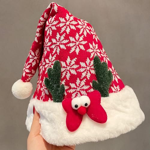 Fycakly Accessoires Süße Weihnachtsmütze für Kinder und Erwachsene Weihnachtsmannmützen & Schneemann-Kostümzubehör (C, 31.5X44cm) von Fycakly