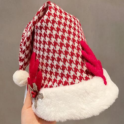 Fycakly Accessoires Süße Weihnachtsmütze für Kinder und Erwachsene Weihnachtsmannmützen & Schneemann-Kostümzubehör (D, 31.5X44cm) von Fycakly