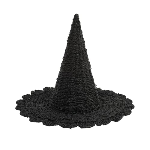 Fycakly Halloween Deko Innen Handgemachte Halloween Hexenhut Schwarz Gestrickte Dekoration für Halloween Dekoration (Black, 25X20CM) von Fycakly