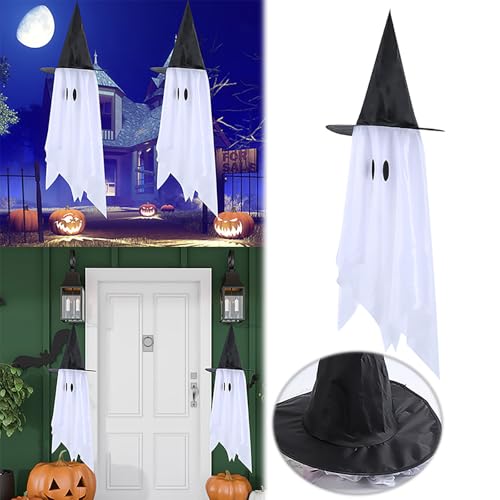 Fycakly Halloween Outdoor Deko Halloween Hut Stoff Anhänger Festival Urlaub Dekoration (White, 95x25) von Fycakly