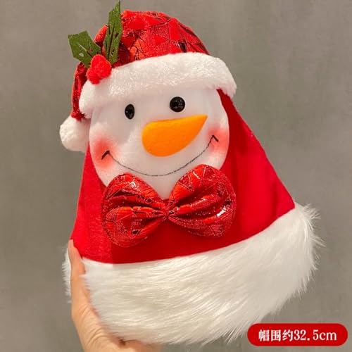 Fycakly Hochzeit Accessoires Süße Weihnachtsmütze für Kinder und Erwachsene Weihnachtsmannmützen & Schneemann-Kostümzubehör (A, 31.5X44cm) von Fycakly