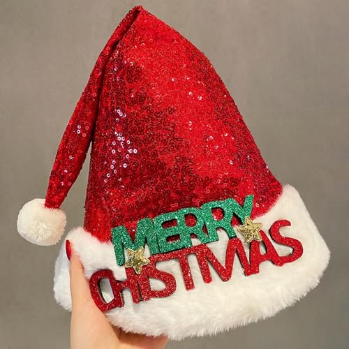 Fycakly Hochzeit Accessoires Süße Weihnachtsmütze für Kinder und Erwachsene Weihnachtsmannmützen & Schneemann-Kostümzubehör (D, 31.5X44cm) von Fycakly