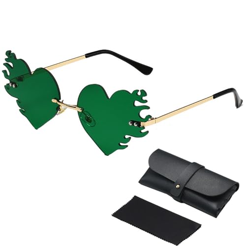 Fycakly Hochzeit Party Zubehör St. Patrick's Day Irische Brille Grüne Sonnenbrille Vierblättrige Sonnenbrille (C, 15x14x5cm) von Fycakly