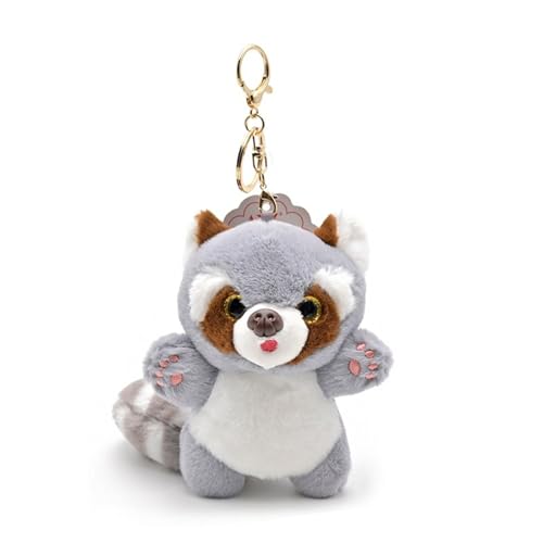 Fycakly Niedlicher Cartoon-Schlüsselanhänger mit rotem Panda, weiches Stofftier, zum Aufhängen, Ornament, Zoo-Themen-Sammelzubehör ​​ Kinder Plüschtier Set​​ (B, 12. 5x7. 5cm) von Fycakly