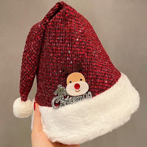 Fycakly Party Accessoires Lustig Süße Weihnachtsmütze für Kinder und Erwachsene Weihnachtsmannmützen & Schneemann-Kostümzubehör (A, 31.5X44cm) von Fycakly