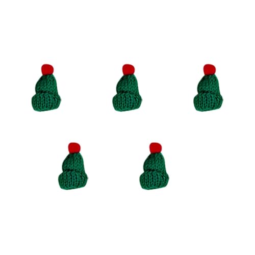 Fycakly Party Accessoires Weihnachtsmütze, Mini-Schal, rot und grün, Weihnachtsfarbe, Ankleide-Anhänger, Finger, Wolle, dekorative Mütze (5 Stück) (B, 5x3cm) von Fycakly
