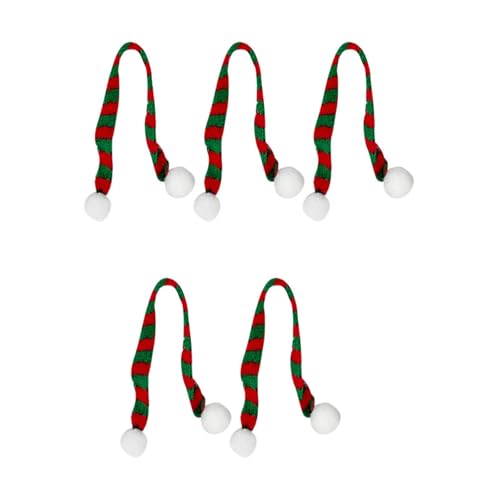 Fycakly Party Accessoires Weihnachtsmütze, Mini-Schal, rot und grün, Weihnachtsfarbe, Ankleide-Anhänger, Finger, Wolle, dekorative Mütze (5 Stück) (D, 20cm) von Fycakly