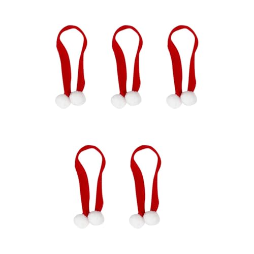 Fycakly Party Accessoires Weihnachtsmütze, Mini-Schal, rot und grün, Weihnachtsfarbe, Ankleide-Anhänger, Finger, Wolle, dekorative Mütze (5 Stück) (F, 20cm) von Fycakly