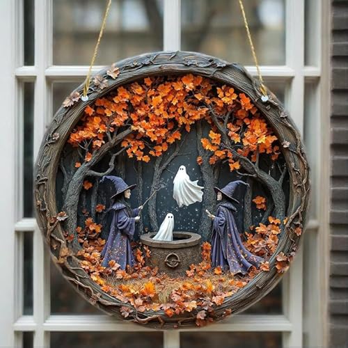 Girlande Boho Halloween Dekorationen Akademie Acryl Hängendes Ornament Für Home 2D Hängender Anhänger (B, One Size) von Fycakly