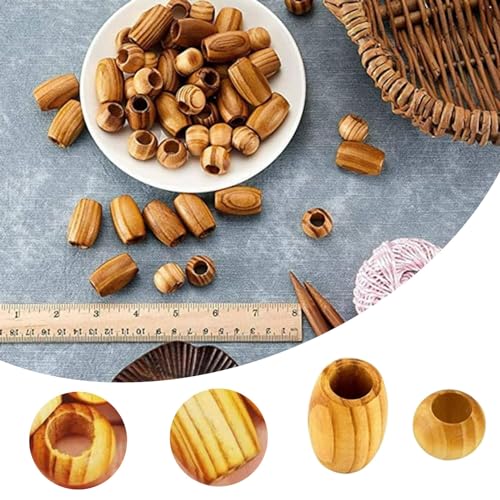 Haar Spange Natürliches Holz, großes Loch, Holzperlen, Perlen, verwendet für Spitze, europäische Handwerksperlen, DIY-Schmuckzubehör (A, A) von Fycakly