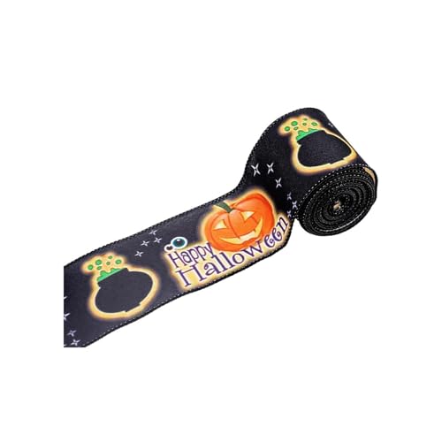 Hochzeit Party Zubehör Halloween-Druckband für Partydekorationen, dekoratives Stoffband, perfekt für Veranstaltungen und Feiern (A, 6.4cm) von Fycakly