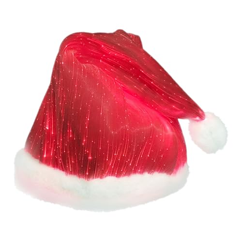 Hochzeit Party Zubehör LED-Weihnachtsmütze aus Faser: Glitzernde Weihnachtsmannmütze mit farbenfroher Lichtshow, festliche Kleidung für Partys und Feiern, perfekt für Kinder und (A, 43X29cm) von Fycakly