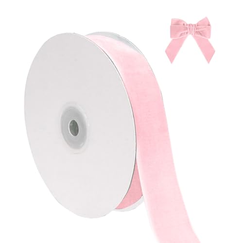 Hochzeit Party Zubehör Weihnachtliches Samtband zum Verpacken von Christbaumschmuck, 2,5 cm breit, insgesamt 9,1 m dünner Stoff für Hochzeitseinladungen (K, 914x2.5cm) von Fycakly