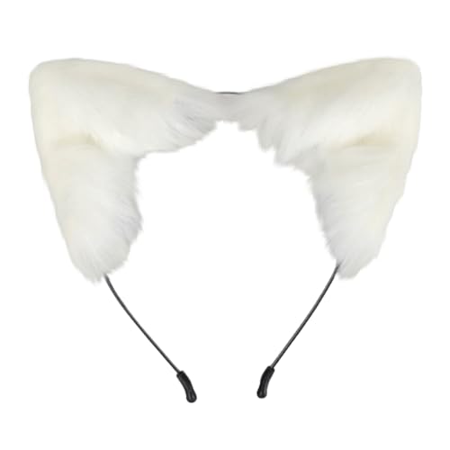 Party Accessoires Lustig Katzenohr-Stirnband für Cosplay, weiche Tierohren, Haarschmuck für Kostümspiele, perfekt für Partys und Festivals (White, 19x17cm) von Fycakly
