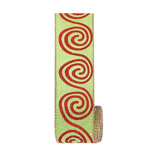 Party Accessoires Lustig Weihnachtsseidenband, 6,3 cm, gepunktetes Wirbel-Stoffband, Weihnachtsband, DIY-Christbaumschmuck, Weihnachtsparty-Dekoration (C, 6.3cm) von Fycakly
