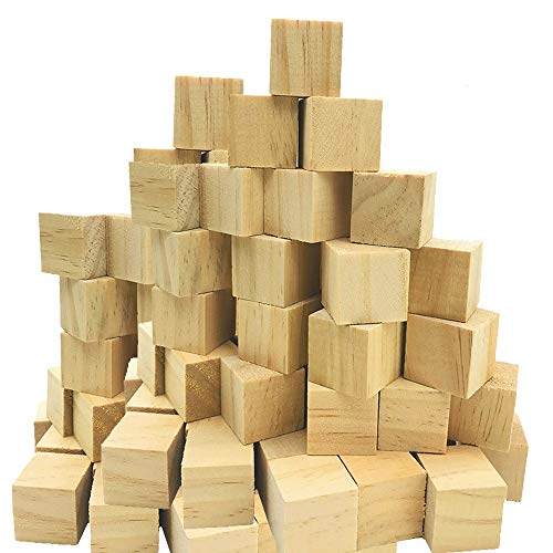 Fycooler Holzwürfel Kleine Houten Dobbelstenen 80Stück 25x25mm Blanko Bastelwürfel,Natürlich Unfertige Holzblöcke,Houten Blokken om te Knutselen, doe-het-zelf, Stempel, Wiskunde, Bouwstenen von Fycooler