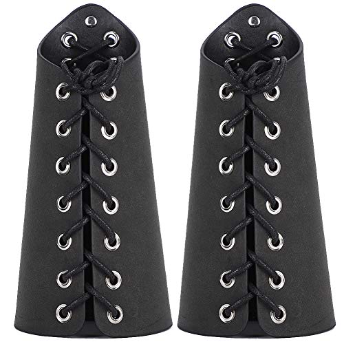 2 Sätze Lederhandschuh Armband Punk Armschiene Leder Armschützer Handschuh Mittelalter Armschienen Armband für Mann und Frau von Fydun