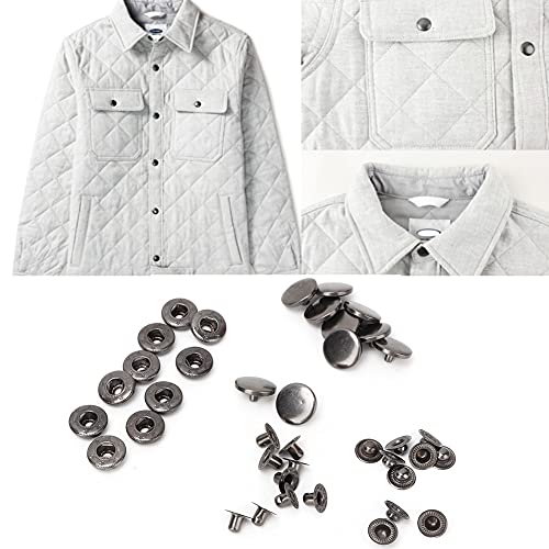 Fydun 10 Pack 15mm Metall Drücken Sie den Bolzen -Snaptaste für Kleidung und DIY -Projekte (831 Gun Black 15mm Taste) von Fydun