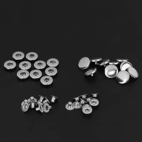 Fydun 10 Pack 15mm Metall Drücken Sie den Bolzen -Snaptaste für Kleidung und DIY -Projekte (831 Silberweiß 15 -mm -Taste) von Fydun