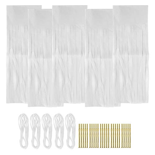 Fydun 25 Stück Quaste Girlande Shiny Tissue Quasten Banner Dekoration für Geburtstag Hochzeit Brautdusche Party Wandbehang Dekor(Weiß) von Fydun