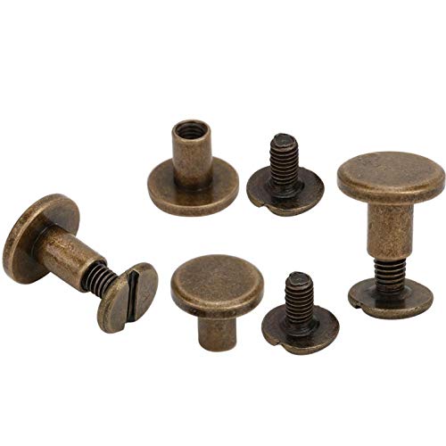 Fydun 50 Set 8mm Ledernieten Schrauben Kit Kupfer Flachkopfnieten Leder Basteln Button Studs Punk Studs für Schuhdekoration(8mm Bronze) von Fydun