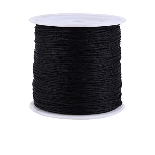 Fydun Chinesisches Knotenseil, 0,8 mm, Nylon, chinesisch, Knot Cord Rattail Makramee Trim String Shamballa Thread Black 100 m von Fydun