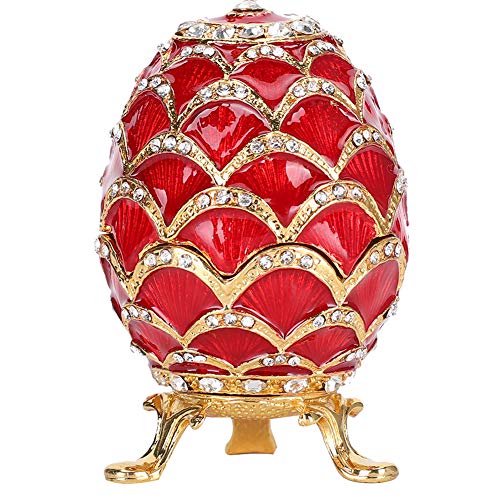 Fydun Ringe, Halsketten, Rot, Schmuckkästchen, lackiert, Emaille, Schmuckschatulle, Fabergé-Ei, mit Schmuck-Organizer für Ohrringe, Geschenke von Fydun