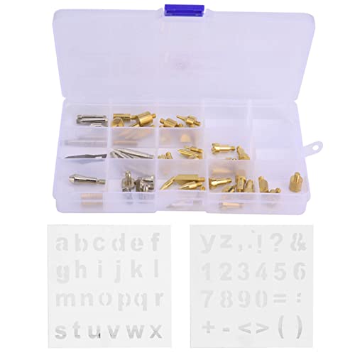 Fydun Holzbrennstiftspitze Schablone Set 56pcs Löten Pyrographie -Gravur -Werkzeug -Kit für Holzbearbeitung Hobby (57 Pyroskopstücke) von Fydun
