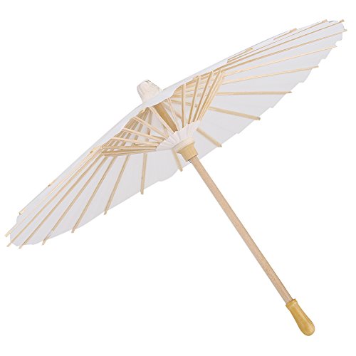 Weißer Papierschirm zum Basteln, Weiß Color Paper Decorative Umbrella Sonnenschirm Hochzeit Party Dekoration Zubehör Fotografie Cosplay Foto (40 cm) Bridal Party Decor Phot von Fydun