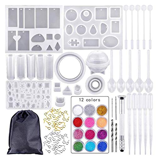 Fyearfly DIY-Schmuckherstellungs-Set, 94-teiliges Silikonform-Set, geometrische Epoxidharz-Werkzeuge von Fyearfly