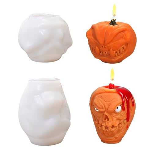 Fyearfly Halloween-Kerzen-Silikonformen, 2-teiliges Set, gruseliges Auge und Totenkopf, DIY-Kit, einzigartige Apfel- und Kürbis-Designs für kreative Dekorationen Fyearfly Halloween-Kerzen-Silikonformen, 2-teiliges Set, gruseliges Auge und Totenkopf, DIY-Kit, einzigartige Apfel- und Kürbis-Designs für kreative Dekorationen von Fyearfly